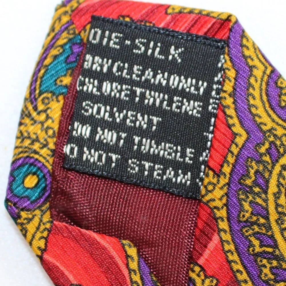 Vintage Versace Red Baroque Paisley Silk Tie Made in Italy